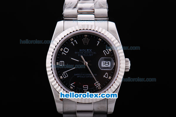 Rolex Datejust Automatic with Black Dial and White Number Marking - Click Image to Close